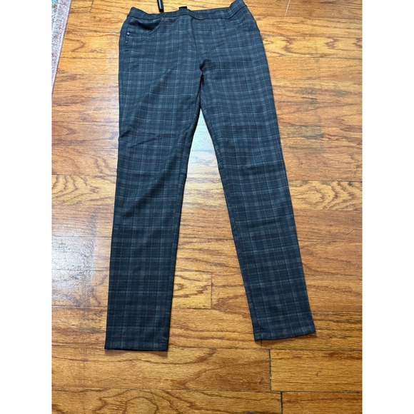 Sanctuary Pants - Sanctuary Grease Leggings Womens Medium Blue Grey Plaid Pull On Skinny Pants